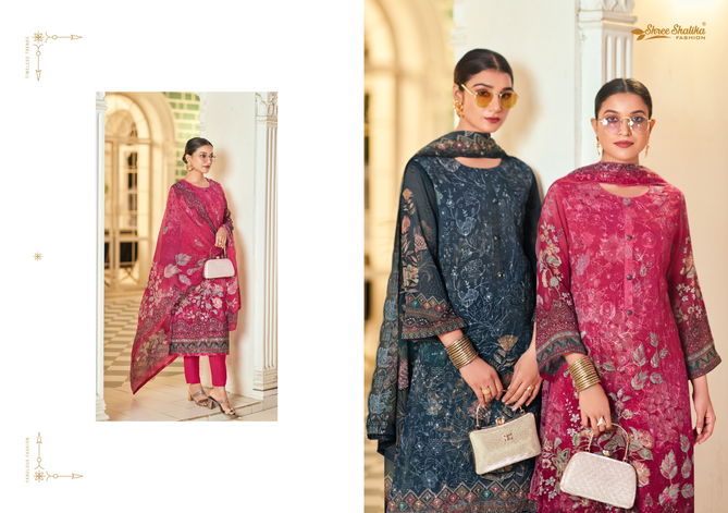 Sabyasachi Vol 2 By Shree Shalika Georgette Printed Embroidery Dress Material Wholesalers In Delhi